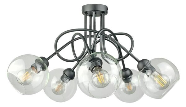 Lustră aplicată EVIE 5xE27/60W/230V antracit/transparent