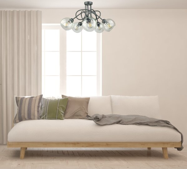 Lustră aplicată EVIE 5xE27/60W/230V antracit/transparent