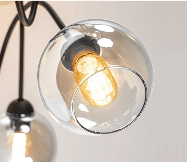 Lustră aplicată EVIE 5xE27/60W/230V antracit/transparent