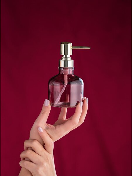 Dozator de săpun lichid roz închis din sticlă 200 ml Atessa – Wenko