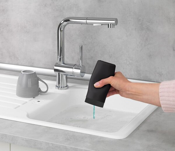 Dozator / dispenser de săpun din silicon Wenko Easy Squeez-e, negru