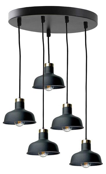 Lustră pe cablu HEBE 5xE27/60W/230V negru