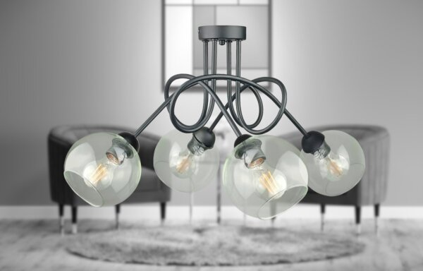Lustră aplicată EVIE 4xE27/60W/230V antracit/transparent