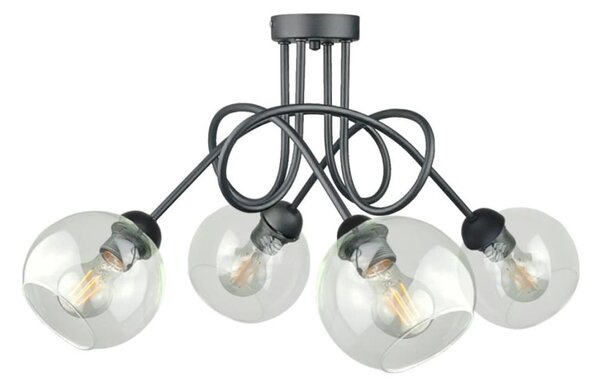Lustră aplicată EVIE 4xE27/60W/230V antracit/transparent