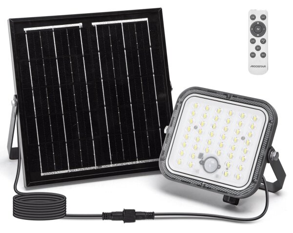 Aigostar - Proiector solar LED dimerizabil cu senzor LED/80W/3,4V IP66 + telecomandă