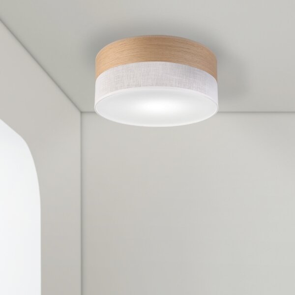 Plafonieră SIRJA WOOD 1xE27/15W/230V d. 35 cm alb/stejar