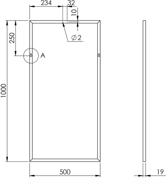 Elita oglindă 50x100 cm dreptunghiular negru RE060801020560