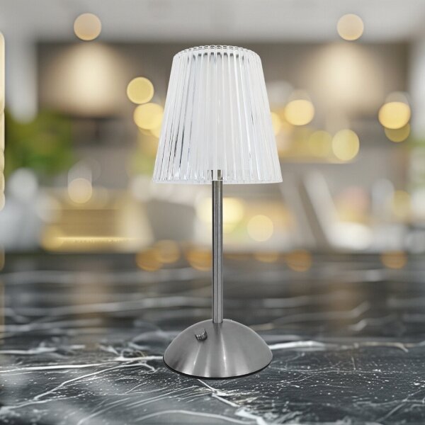 Lampă de birou LED ELBA, touch, încărcabilă, 1,6W, 800 mAh, crom mat, clară
