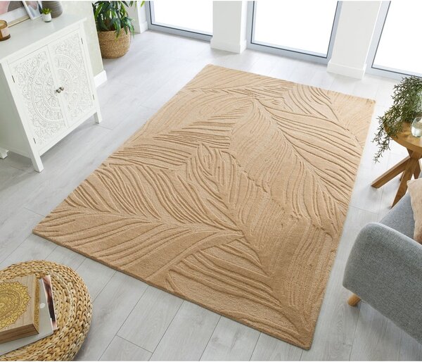 Covor din lână Flair Rugs Lino Leaf, 160 x 230 cm, maro deschis