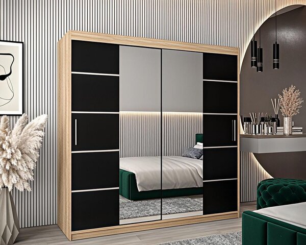 Dressing Marissa, 160x60x200cm, cu oglinda, Sonoma Wenge, Pal 18 mm