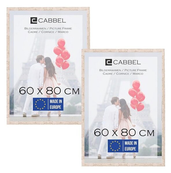 Rama foto, set 2 bucati, 60x80 cm, din lemn MDF, sticla acrilica, mesteacan
