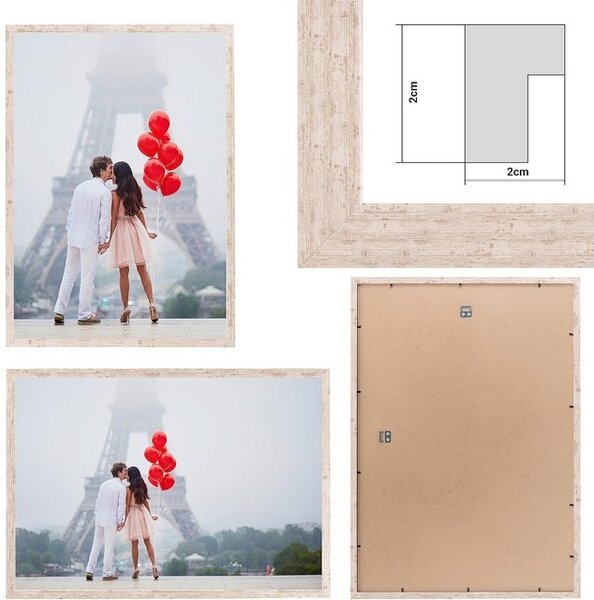 Rama foto, set 2 bucati, 60x80 cm, din lemn MDF, sticla acrilica, mesteacan