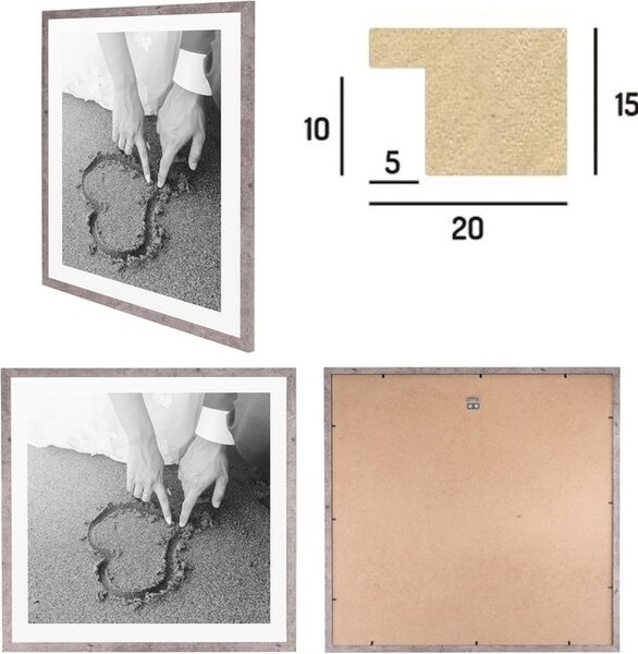 Rama foto, set 2 bucati, 60x60 cm, din lemn MDF, sticla acrilica, gri