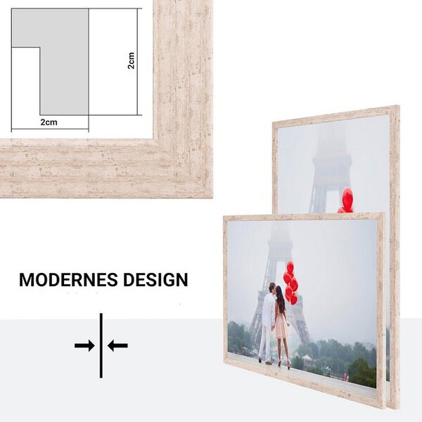 Rama foto, set 2 bucati, 60x80 cm, din lemn MDF, sticla acrilica, mesteacan