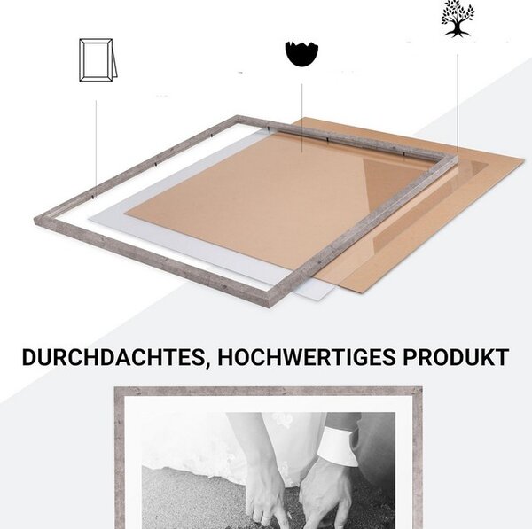 Rama foto, set 2 bucati, 60x60 cm, din lemn MDF, sticla acrilica, gri