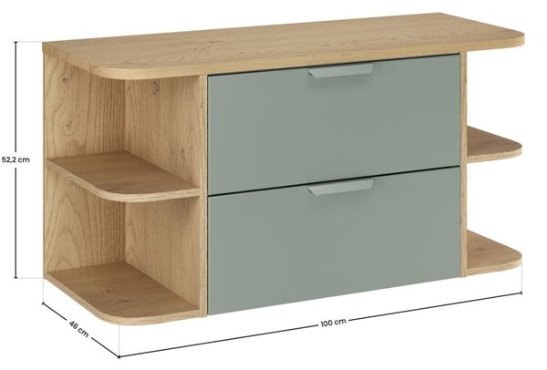 Mască pentru chiuveta de la baie Aster, verde/stejar cremona (100 cm)