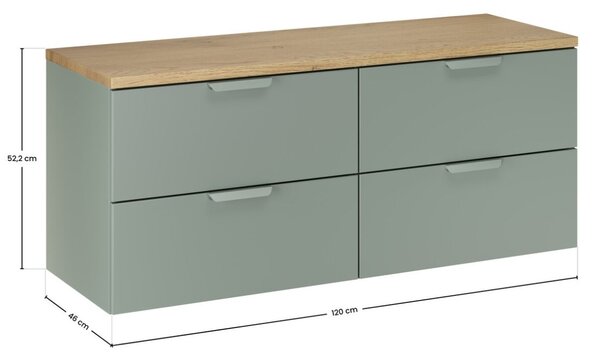 Mască pentru chiuveta de la baie Aster, verde/stejar cremona (120 cm)