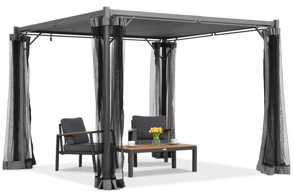 Antracit Malaga 3x4m patio pergola cu plasă de țânțari Garden Point