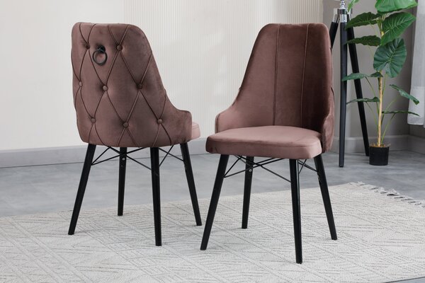 Set Masă (Mdf extensibila 80 x 130 (170)) + 6 Scaune Catifea Maro – Verona Modern Living