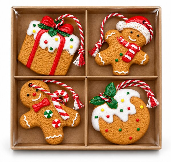 Set de 4 bucati ornamente de Craciun COOKIE CHRISTMAS 6 cm