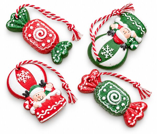 Set 4 bucati ornamente de Craciun CANDY ELF 6 cm