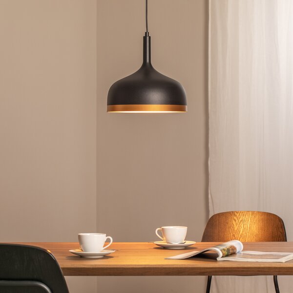 Opviq Lampă suspendată Sivani MR-826, negru/auriu, metal, Ø 30 cm, reglabil, Negru, Camera de zi / sufragerie, Metal