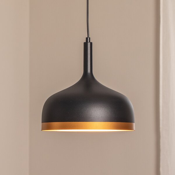 Opviq Lampă suspendată Sivani MR-826, negru/auriu, metal, Ø 30 cm, reglabil, Negru, Camera de zi / sufragerie, Metal