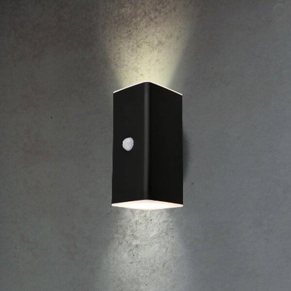 Briloner Lampă LED cu baterie pentru exterior, negru, senzor, sus/jos, Negru, Plastic, Modern, Priză de perete sus / jos