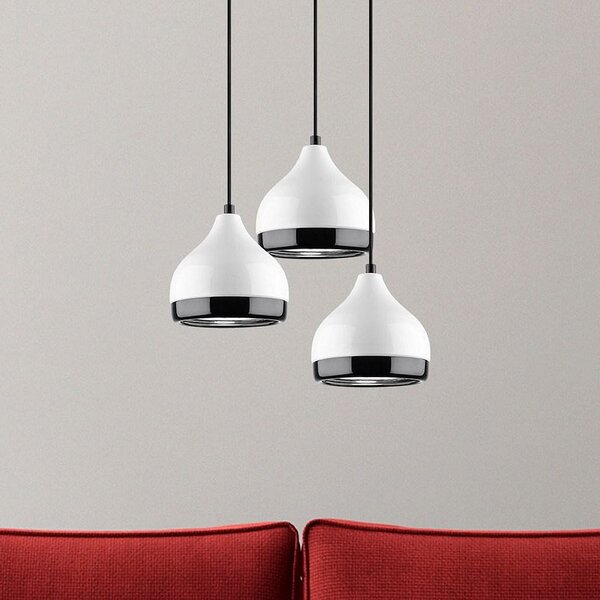 Opviq Lampă suspendată Yildo 6873, alb/negru, metal, 3 becuri, rotundă, reglabil, Alb, Camera de zi / sufragerie, Metal, Modern