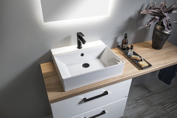 Aqualine Aqualine, baterie LOTTA de sine stătătoare pentru chiuvetă fără priză, negru, LT602B