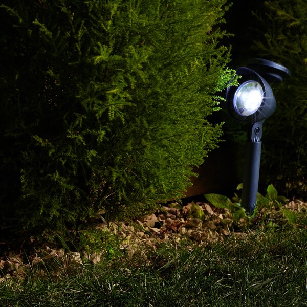 SMART GARDEN Spot LED solar cu țăruș Prima, set de 4, IP44, Negru, Plastic, Modern, Spot de exterior / vârf de pământ