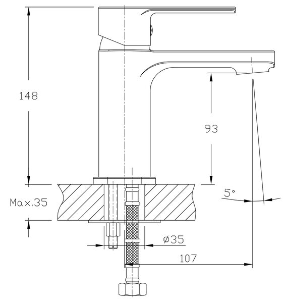 Aqualine Aqualine, baterie FACTOR de sine stătătoare pentru chiuvetă fără priză, crom, FC103