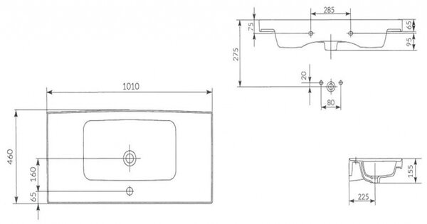 Chiuveta cabinet Cersanit Crea BOX 100cm, alb, K114-018