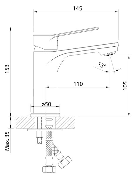 Aqualine Aqualine, baterie SINTRA autonomă pentru chiuvetă fără priză, crom, SX002