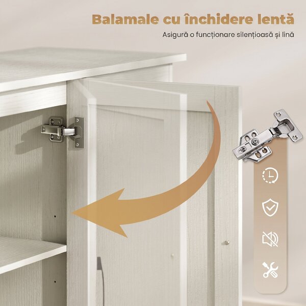 HOMCOM Mobilier bucătărie cu 2 sertare și 3 dulapuri, polițe reglabile, 120x38x79 cm, crem | Aosom Romania