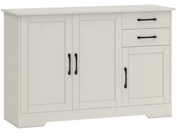 HOMCOM Mobilier bucătărie cu 2 sertare și 3 dulapuri, polițe reglabile, 120x38x79 cm, crem | Aosom Romania