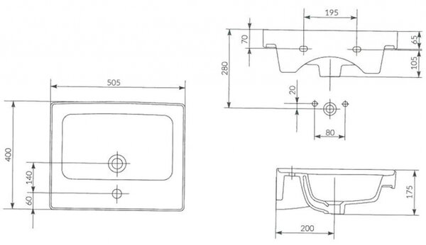Chiuveta cabinet Cersanit Crea BOX 50cm, alb, K114-005