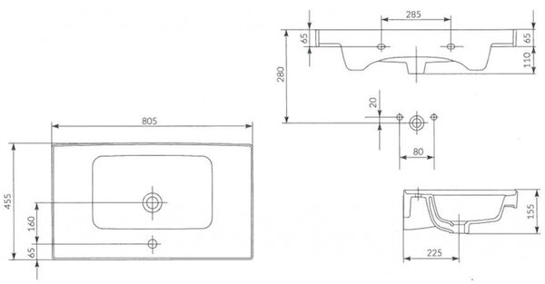 Chiuveta cabinet Cersanit Crea BOX 80cm, alb, K114-017