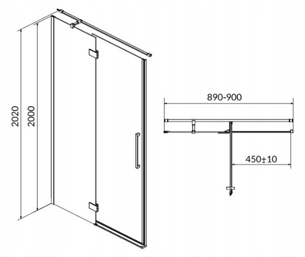 Cersanit Crea, usa batanta pentru deschidere 90x200 cm (stânga), sticla transparenta 8 mm, profil cromat, S159-005