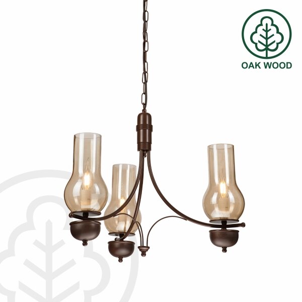 Brilagi - Lustră LED pe lanț COTTAGE 3xE14/40W/230V fag/maro/bej fumuriu
