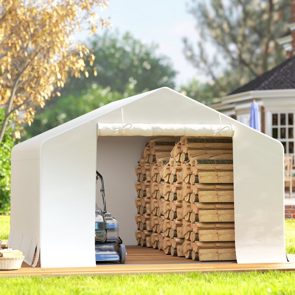 Outsunny Garaj Exterior pentru Motocicletă 3x3 m, Impermeabil, cu Ușă și Aerisiri Rulabile, Tentă Garage pentru Biciclete și Unelte din Metal și Material PE, Anti UV, Alb | Aosom Romania