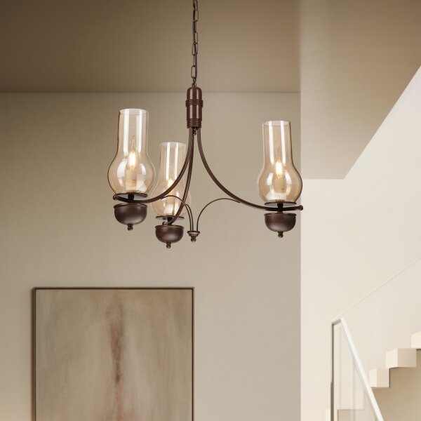 Brilagi - Lustră LED pe lanț COTTAGE 3xE14/40W/230V fag/maro/bej fumuriu