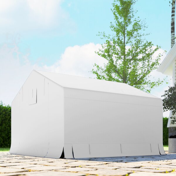 Outsunny Garaj Exterior pentru Motocicletă 3x3 m, Impermeabil, cu Ușă și Aerisiri Rulabile, Tentă Garage pentru Biciclete și Unelte din Metal și Material PE, Anti UV, Alb | Aosom Romania