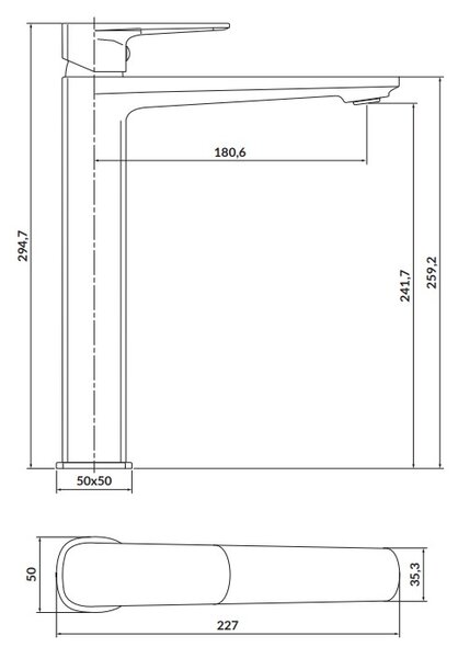 Cersanit Larga, baterie chiuveta inalta h-295, negru mat, S951-391