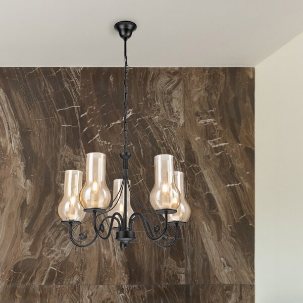 Lustră pe lanț Brilagi COTTAGE 5xE14/40W/230V negru/maro