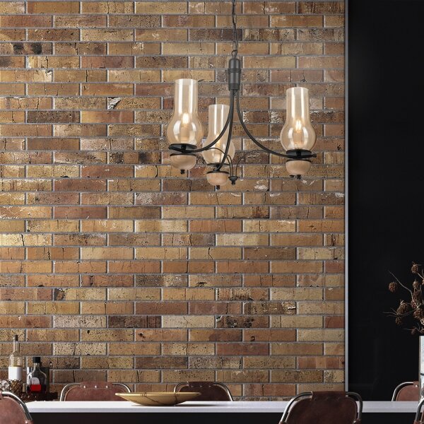 Brilagi - Lustră LED pe lanț COTTAGE 3xE14/40W/230V stejar/negru/bej fumuriu