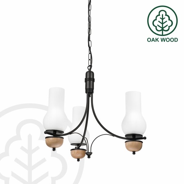 Brilagi - Candelabru LED pe lanț COTTAGE 3xE14/40W/230V stejar/negru/alb