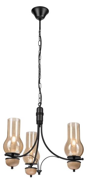 Brilagi - Lustră LED pe lanț COTTAGE 3xE14/40W/230V stejar/negru/bej fumuriu