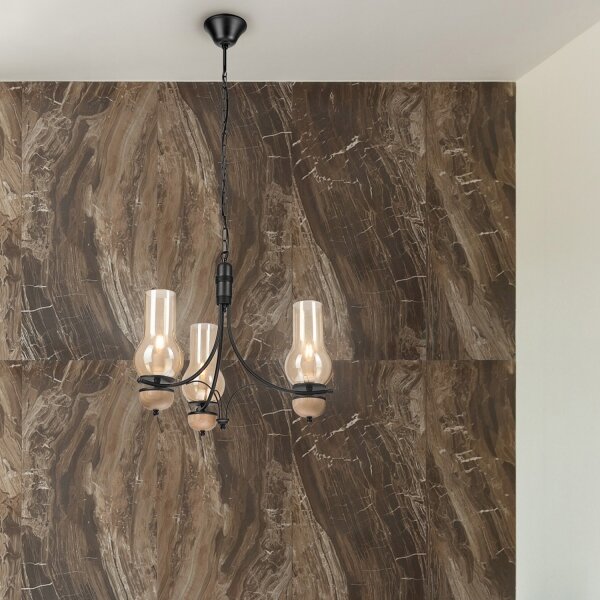 Brilagi - Lustră LED pe lanț COTTAGE 3xE14/40W/230V stejar/negru/bej fumuriu