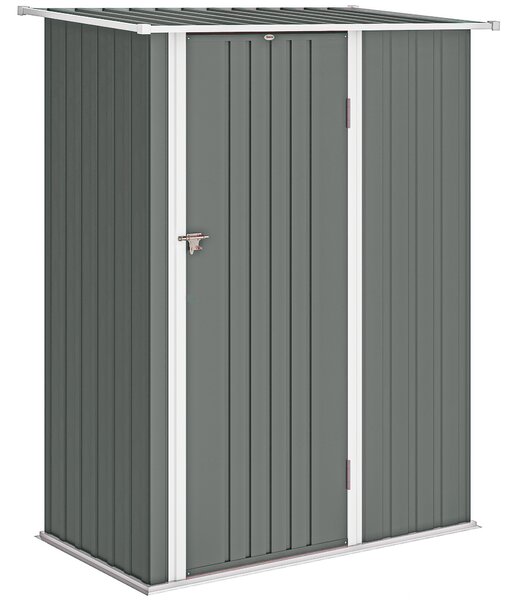 Outsunny Depozit de Grădină 1.07m² din Oțel Zincat, Depozit pentru Unelte cu Ușă Blocabilă și Acoperiș Înclinat, 142x86x189 cm, Gri Deschis | Aosom Romania